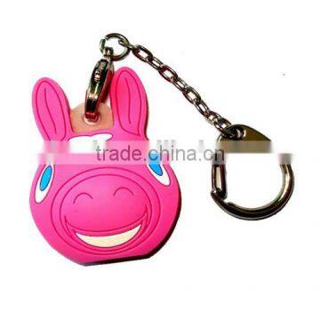 well design pink rabbit shape soft pvc brand key holder