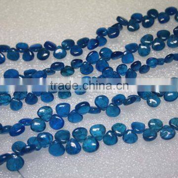 Natural Neon Blue Apatite Smooth Hearts