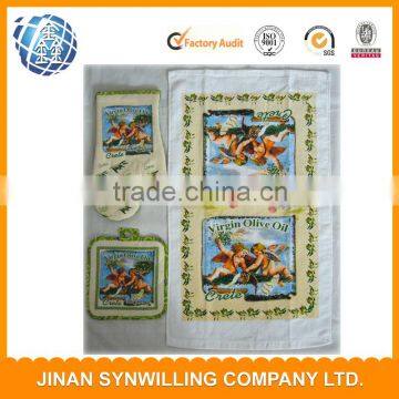 Kitchen Textile Potholder Cotton Placemat Oven Mitt 3pcs Kitchen Towel Set photo-2