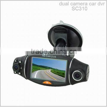 SC310 high quality 2 channel car dvr 2.7 dual camera gps g-sensor car dvr