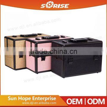 Promotional cosmetic station portable aluminum travel jewelry case with multilayer drawers