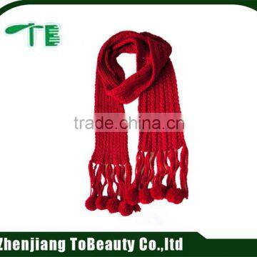 cheap acrylic red knitted scarve