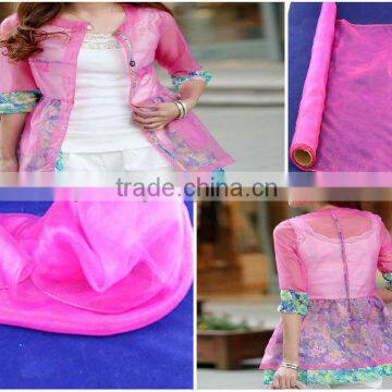 garment organza fabric in pink color