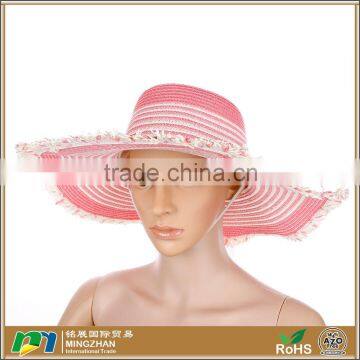 Women Travel Holiday Trendy Pink Wide Brimmed Straw Hat