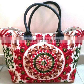 New Floral designs Beautiful Multi color Handmade technics Embroidered Suzani Tote Handbags