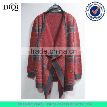 Jacquard & gold thread women cashmere cardigan