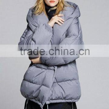 2016 new stylish United States long quilted white duck down long thickening hooded jacket