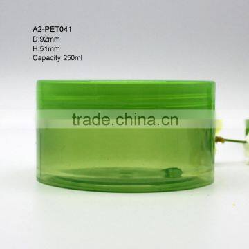 PET 250ml Green Clear Plastic Jar With Screw Cap