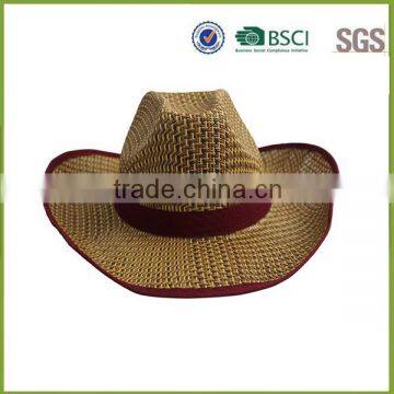 China Summer Straw Cowboy Hat Cheap with Strip