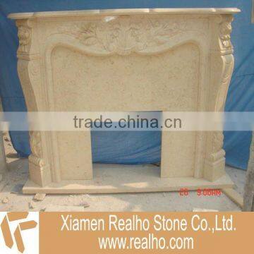 Light Beige Marble Fireplace