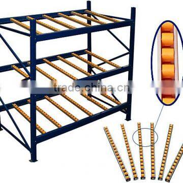 Fluent roller racking for warehouse