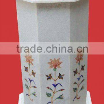 White Marble Inlay Table Stand