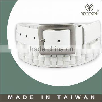 [Taiwan YM] 2016 trendy design white leather belt men used