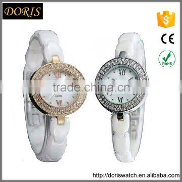 Japan movement luxury Women watch pearl numeral dial ceramic band