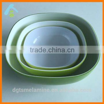 square melamine salad bowl set of 3 sizes;green melamine salad bowl