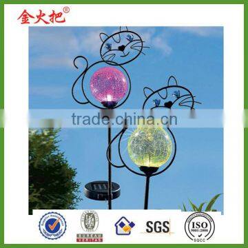 solar metal cat garden stake