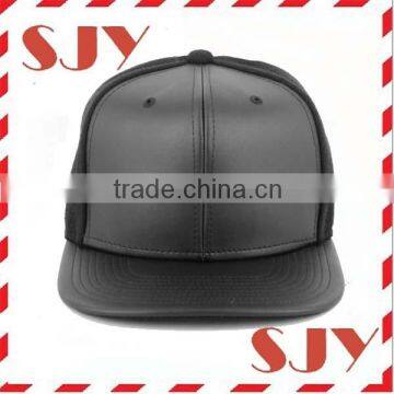 Flat leather brim custom snapback baseball hat and cap