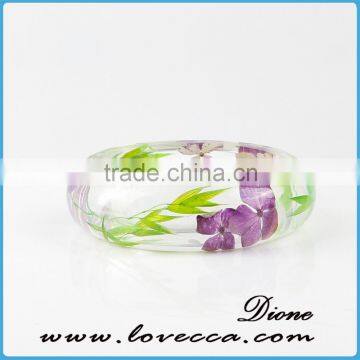 Fashion factory price real dry flower clear resin bracelet bangle