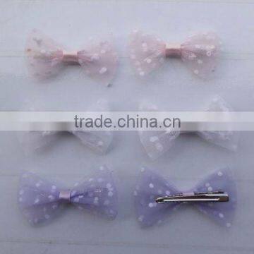 beautiful polka dot net bow hairgrips