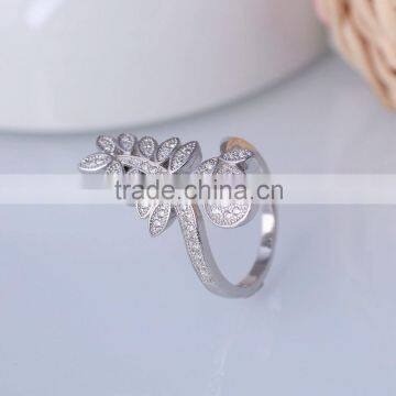 925 Sterling Pine Tree Leaf and Pine Cone Silver Ring Open Ended Design photo-2
