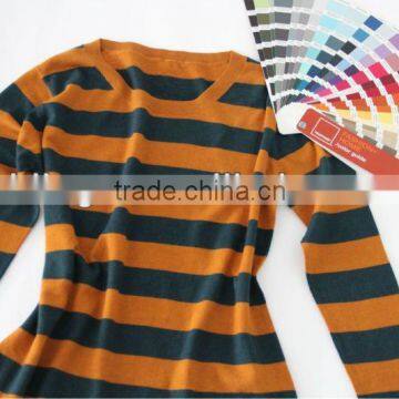 Fashion cashmere stripe scoop neck sweater for lady