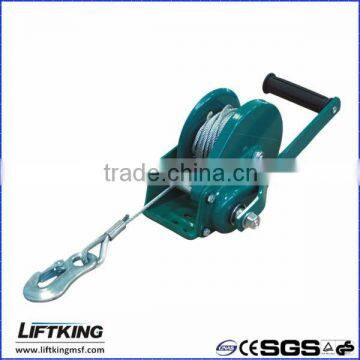 Double Brakes Hand Winch With Gavanized Wire Rope and Hook