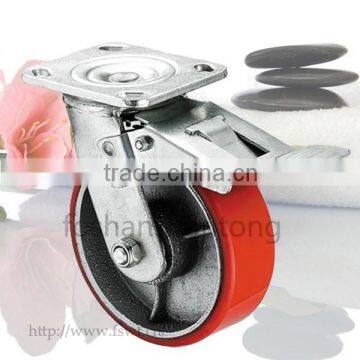 Ball Bearing Heavy Duty Swivel PU With Iron Core Locking Caster Wheels