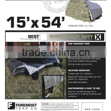15' x 54' Dry Top Super Heavy Duty Silver/Black 12-mil Hay Tarp,15' x 54' Hay Tarp - Silver Black Poly photo-3
