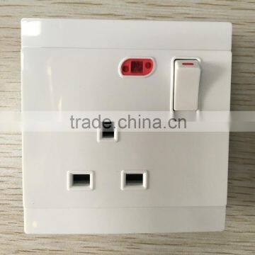 white color wall switch socket 13 amp socket with NEON