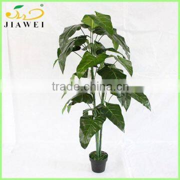 indoor artificial decorative big leaves trees bonsai plastic trunk