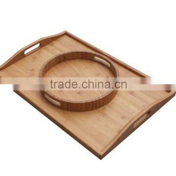 Bamboo serving tray with handle