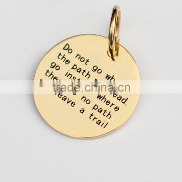 Stainless Steel Round Tag with Customized Engraving Saying Pendants