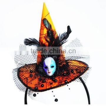 HALLOWEEN PARTY ACCESSORIES FASION ORANGE WITCH HAT WITH SMALL MASK HEADBAND