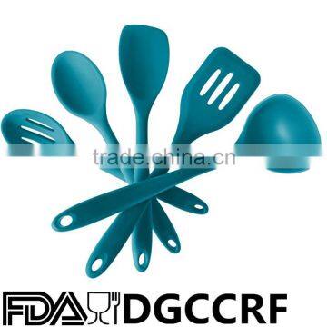 Silicone Kitchen Utensil Set (5 Piece) in Hygienic Solid Coating + Bonus 101 Cooking Tips