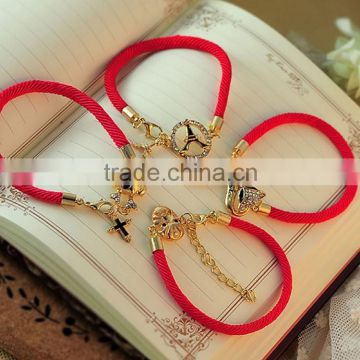 2015 promotional fashion bracelet , lovely skull fish tower pendent bracelet charm bracelet wholesale