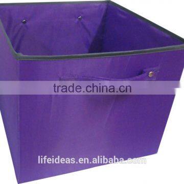 Pure Color Printing Non-woven Fabric Storage Box With Handles Purple photo-2