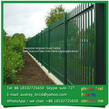 Top selling powder coated metal palisade fence with W or D pale