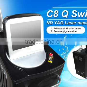 Haemangioma Treatment 2016 High Quality C8 Q Switch ND YAG Laser Fast Tattoo Removal Machine With 3 Years Warranty 1-10Hz