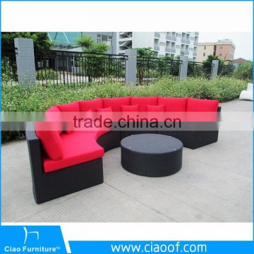 Synthetic wicker outdoor furniture leisure half round garden rattan sofa