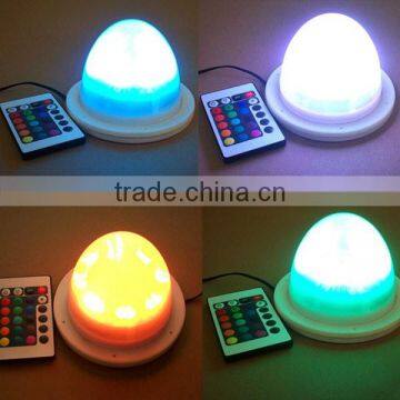 Light up round rechargeable battery powered led light base