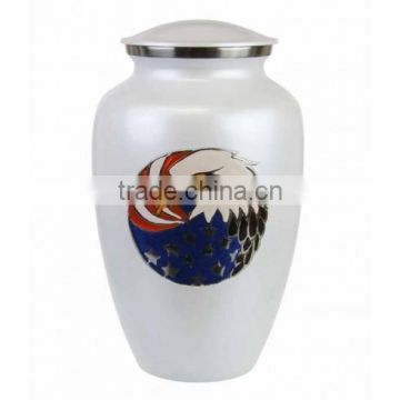 Brass White Urns With Eagle Design