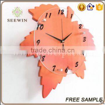 creative maple leaf mute hanging decorative wall watch