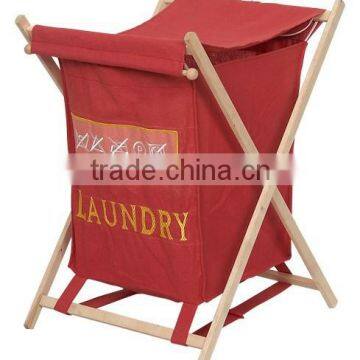 Folding Wood Frame canvas laundy hamper