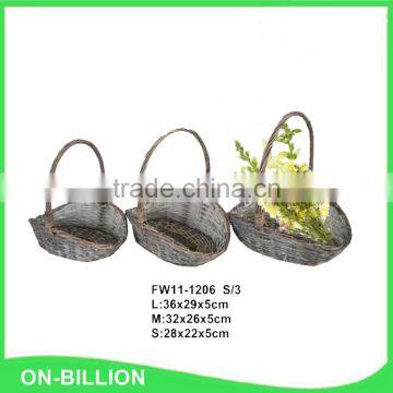 Grey color woven wicker rattan basket for flowers