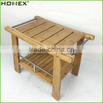 Bamboo Shower Bench Storage Shelf Bathroom Seat Homex BSCI/Factory