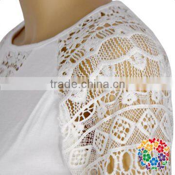 2017 Spring New Designs Women Tshirts White Lace Sleeve Raglan Blouse Women Tops photo-4