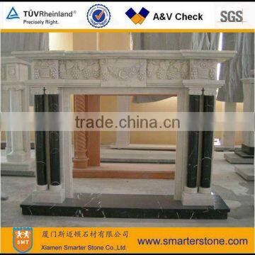 White Black Stone Marble Fireplace