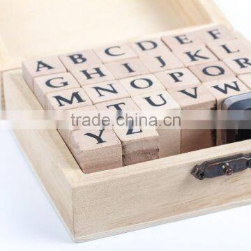 ALPHABET Rubber Stamp Set, 1Set Of 26 pcs Handwriting Upper Case Alphabet Wooden Rubber Stamp Box,