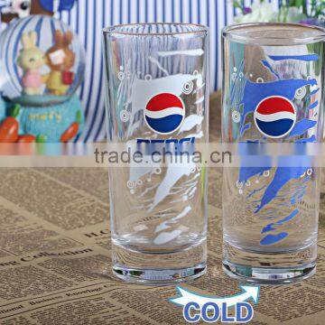 350ml clear glass cups for pepsi with color changing