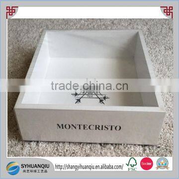 White finishing wooden Cigar Display Box with black printed logo